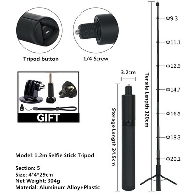 Invisible Extended Edition Selfie Stick Scalable Monopod za Insta 360 X2 X3 X4 Dodaci za GoPro 12 11 10 9 8 Stick Stativ