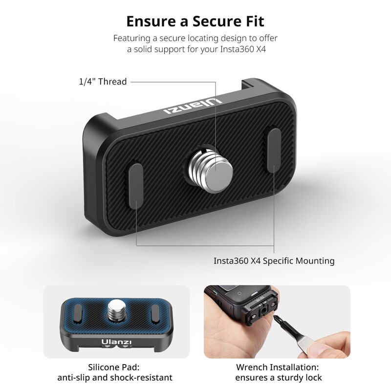 Ulanzi IN-05 Insta360 X4 Quick-Release Plate with 1/4'' Thread 3 in 1 Interface for Action for Gopro Photograph Accessories