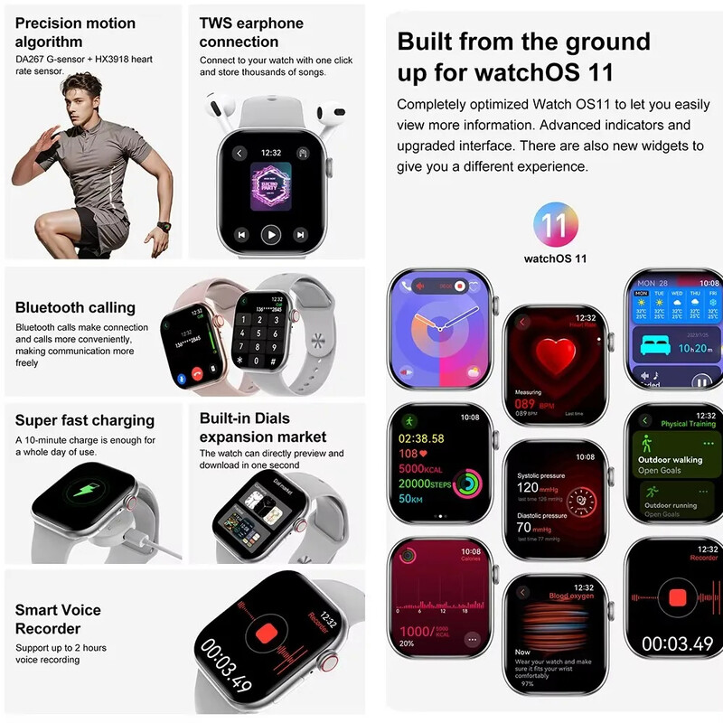 2024 Nova serija 10 za Apple Watch 10 GPS pametni satovi 4G memorija Glazba Video NFC BT Vodootporna pametna narukvica za Android IOS