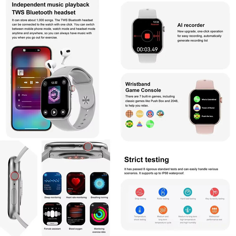 2024 Nova serija 10 za Apple Watch 10 GPS pametni satovi 4G memorija Glazba Video NFC BT Vodootporna pametna narukvica za Android IOS