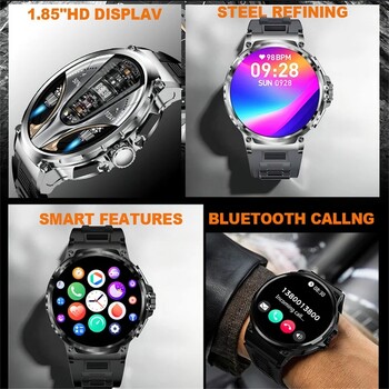 2024 Νέα οθόνη Ultra HD AMOLED 1,85 ιντσών Bluetooth Call Smart Watch Men 710 mAh Μπαταρία Sports Tracker Ρολόγια για Android IOS