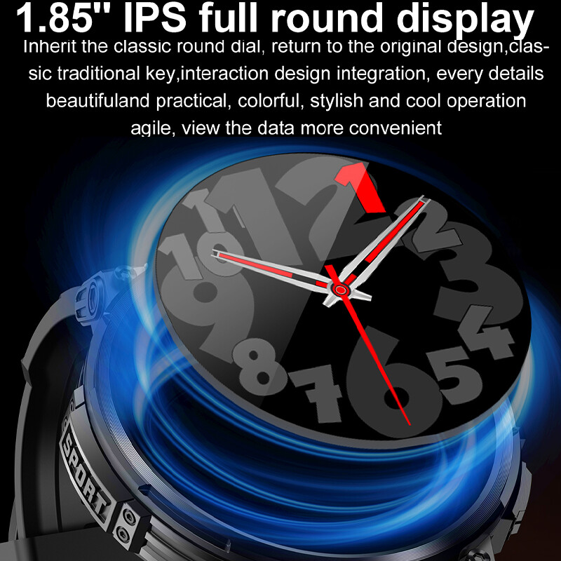 2024 Нов външен мъжки умен часовник BT call 730mAh батерия монитор за здравословен пулс фенерче мулти-спорт водоустойчив умен часовник