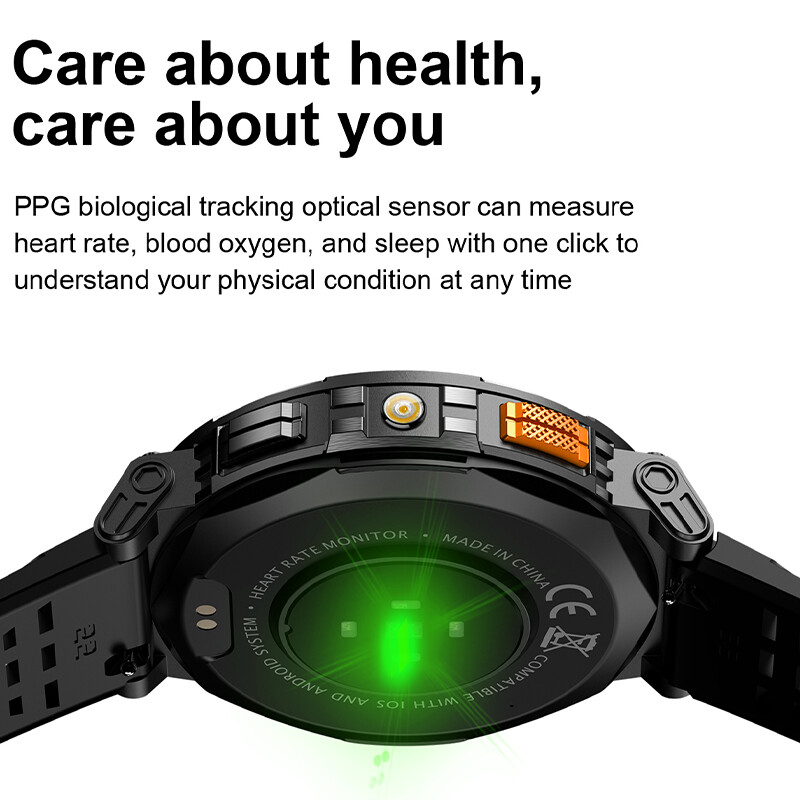 2024 Нов външен мъжки умен часовник BT call 730mAh батерия монитор за здравословен пулс фенерче мулти-спорт водоустойчив умен часовник