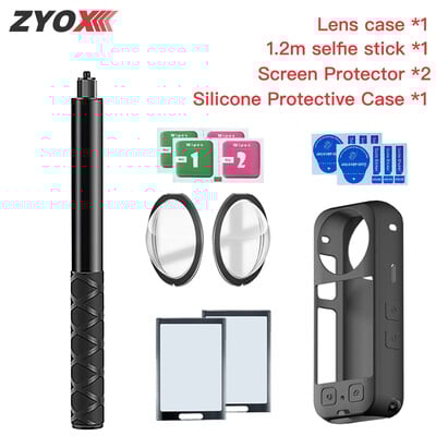 Selfie Stick pentru Insta360 X3 Husa de protecție a lentilei pentru Insta360 X3 Accesorii Protector pentru ecran Film Geanta de depozitare Husa din silicon