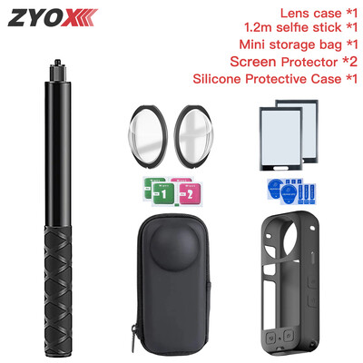 Selfie Stick pentru Insta360 X3 Husa de protecție a lentilei pentru Insta360 X3 Accesorii Protector pentru ecran Film Geanta de depozitare Husa din silicon