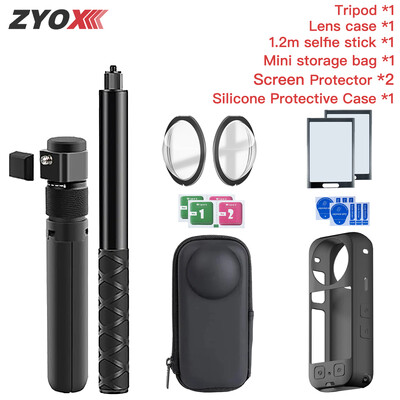 Selfie Stick pentru Insta360 X3 Husa de protecție a lentilei pentru Insta360 X3 Accesorii Protector pentru ecran Film Geanta de depozitare Husa din silicon