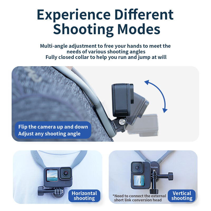 TELESIN Silikonski držač za vrat za GoPro Hero 13 12 11 10 9 8 Insta360 DJI Osmo Action Dodaci za pametni telefon Magnetic Action