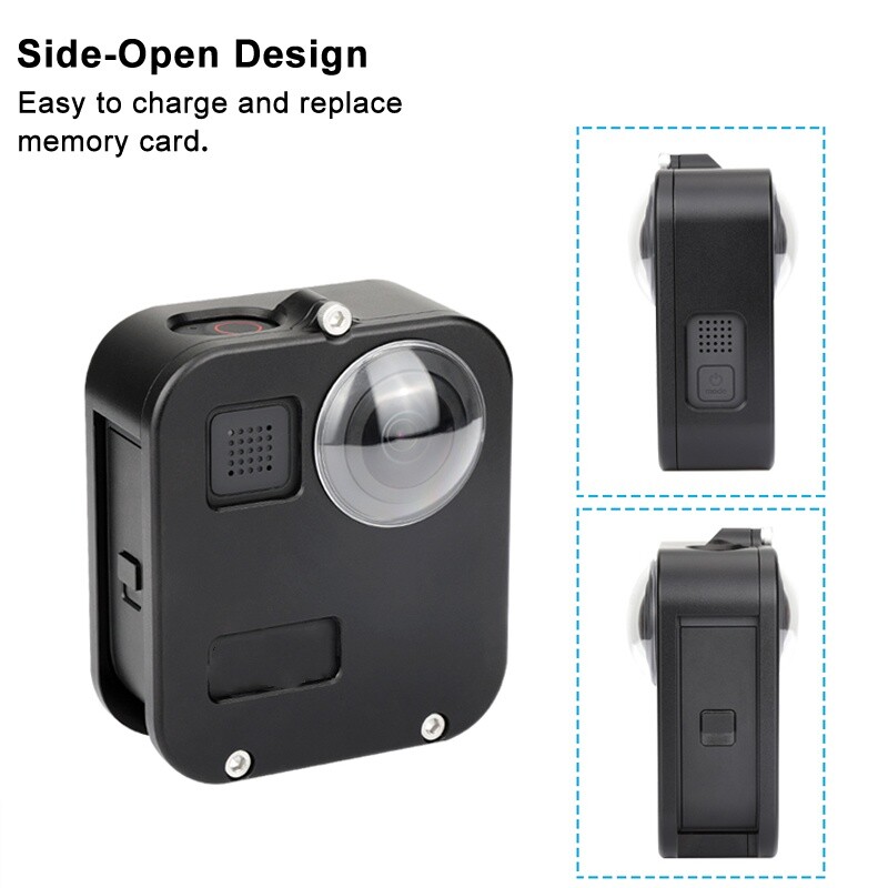 Metalni zaštitni kavez Kućište od aluminijske legure Kućište sa staklenom kutijom s poklopcem za objektiv za Gopro Max dodatnu opremu za panoramsku kameru