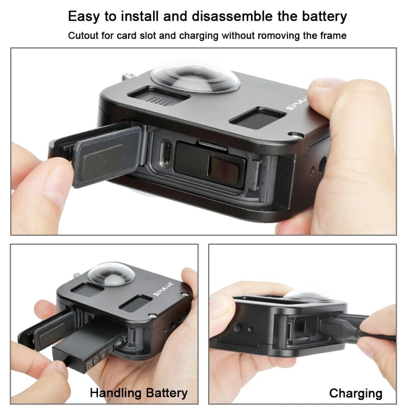 Metalni zaštitni kavez Kućište od aluminijske legure Kućište sa staklenom kutijom s poklopcem za objektiv za Gopro Max dodatnu opremu za panoramsku kameru