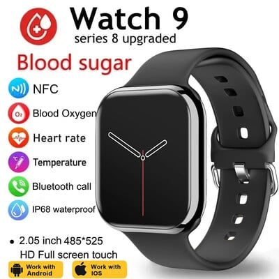 2024 Watch 9 Smart Watch Férfi BT Call NFC Mindig látható Testhőmérséklet Fitness Női Series 8 SmartWatch Apple Androidhoz