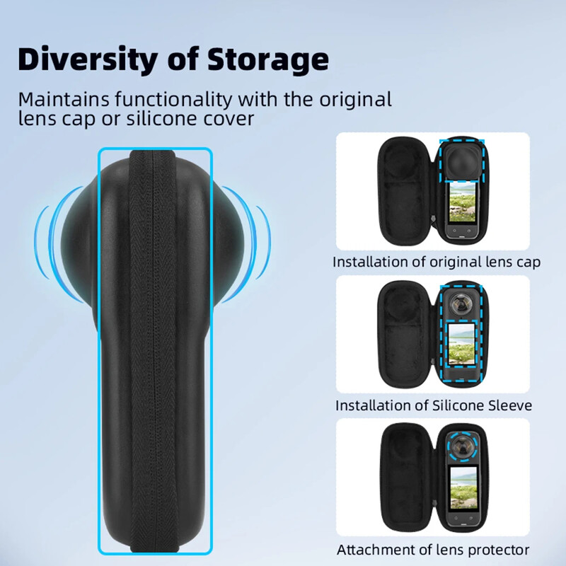 BRDRC Мини калъф за съхранение за Insta360 X4 Защитна чанта против надраскване, абсорбираща удари, за аксесоар за екшън камера Insta 360 X4