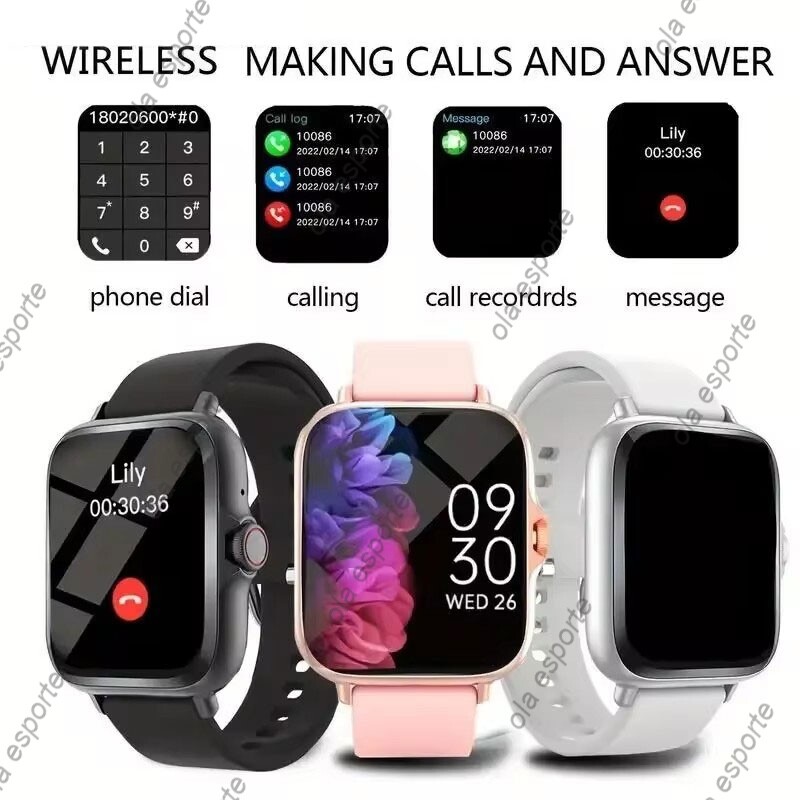 2024. Pametni sat za muškarce Žene Poklon Puni zaslon osjetljiv na dodir Sportski fitness satovi Bluetooth pozivi Digitalni pametni sat Ručni sat