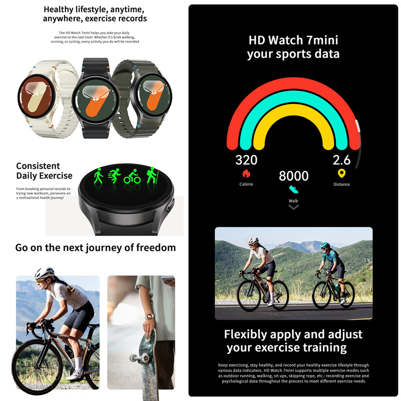 2024 m. naujas „Galaxy Smart Watch 7 Mini Women“ daugiafunkcis sportinis AMOLED ekranas, kūno rengybos stebėjimo priemonė, sveikas moterų išmanusis laikrodis, skirtas „Samsung“