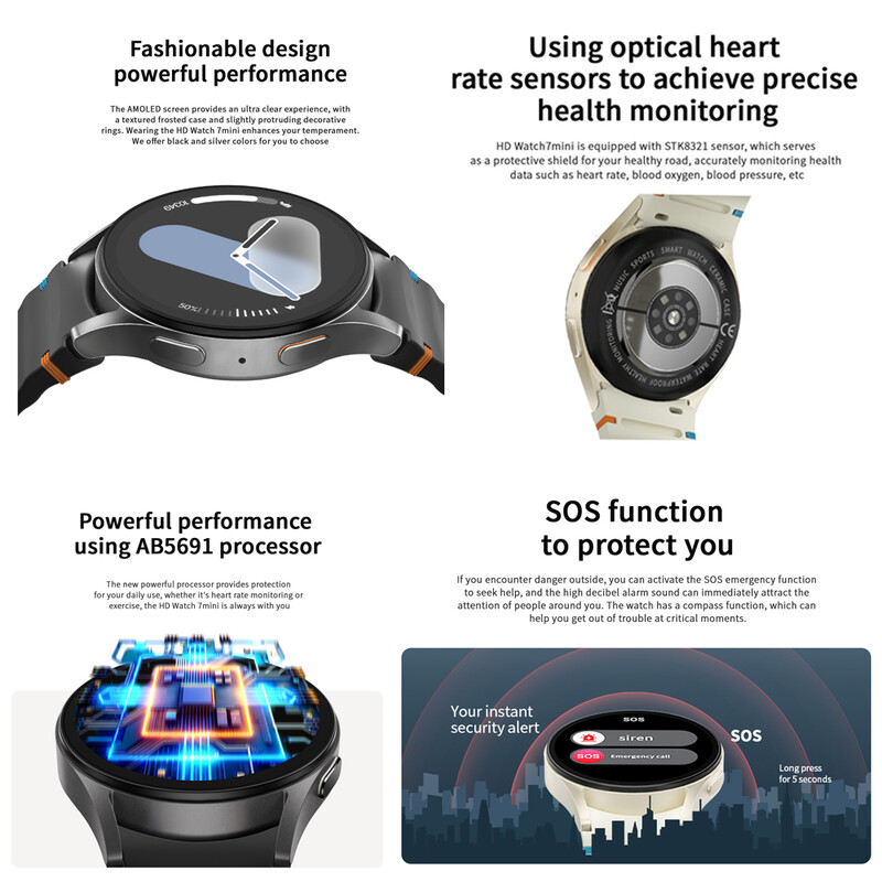 2024 m. naujas „Galaxy Smart Watch 7 Mini Women“ daugiafunkcis sportinis AMOLED ekranas, kūno rengybos stebėjimo priemonė, sveikas moterų išmanusis laikrodis, skirtas „Samsung“