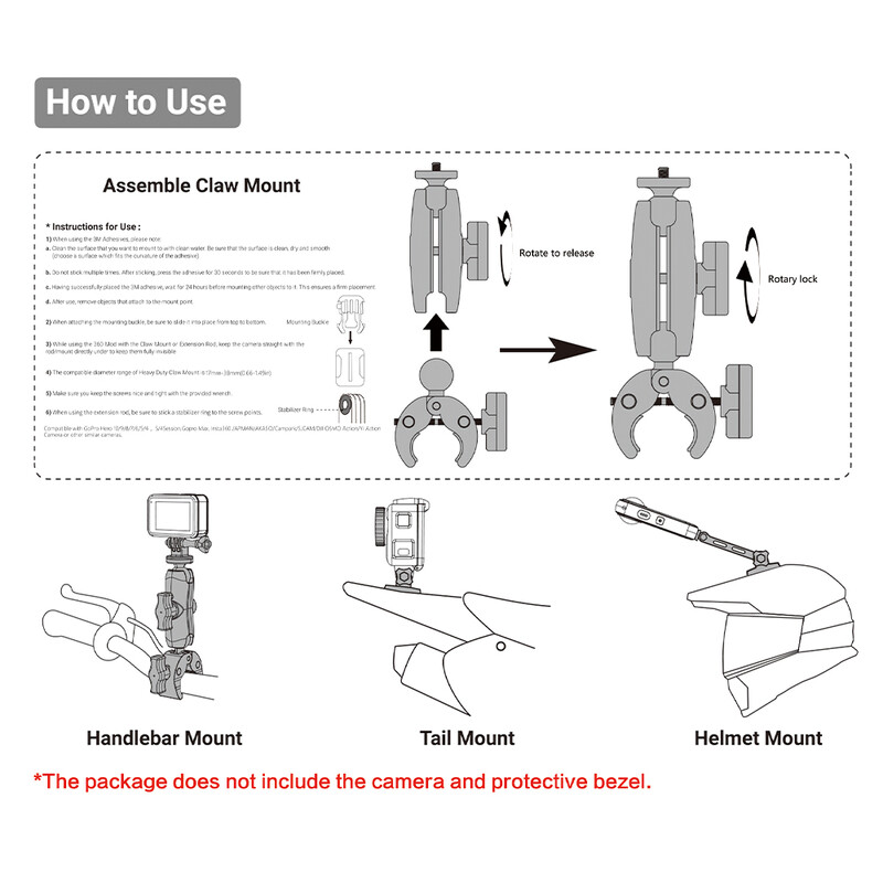 38 viename motociklo priedų tvirtinimo rinkinio rinkinys, skirtas Insta360 ONE X2 X3 ONE X ONE R, skirtas RS kameroms Motociklo tvirtinimo komplektas
