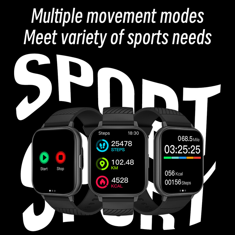 2024 Pametni sat Bluetooth Podsjetnik na poruke za poziv 240 * 284 HD 1,83 inča Veliki zaslon Snimanje vježbi Praćenje krvnog tlaka S