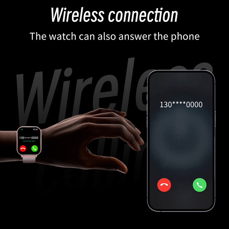 2024 Pametni sat Bluetooth Podsjetnik na poruke za poziv 240 * 284 HD 1,83 inča Veliki zaslon Snimanje vježbi Praćenje krvnog tlaka S