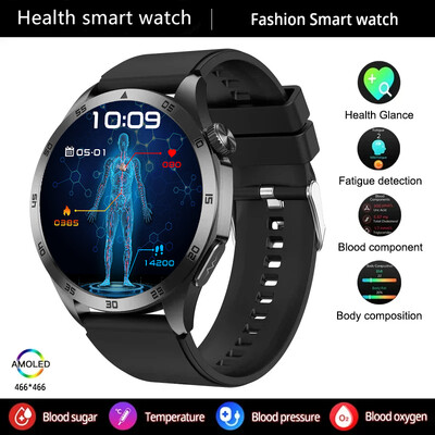 2024. Novi pametni sat medicinske kvalitete za muškarce Glukoza u krvi, lipidi i mokraćna kiselina EKG+PPG AI dijagnostički detektor GPS Tracker pametni sat