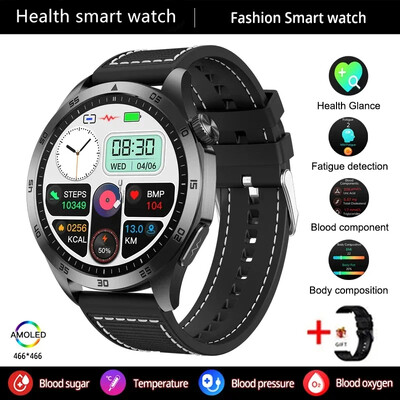 2024. Novi pametni sat medicinske kvalitete za muškarce Glukoza u krvi, lipidi i mokraćna kiselina EKG+PPG AI dijagnostički detektor GPS Tracker pametni sat