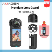 AMAGISN pentru Insta360 X3 Capac de protecție din sticlă de protecție premium pentru lentile Capac din cauciuc siliconic pentru carcasa camerei pentru accesorii Insta 360 X3