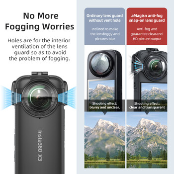 AMAGISN For Insta360 X3 Premium Lens Guard Glass Protector Cap Καπάκι θήκης κάμερας από καουτσούκ σιλικόνης για αξεσουάρ Insta 360 X3