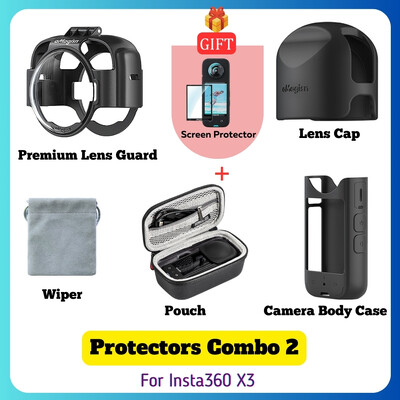 AMAGISN pentru Insta360 X3 Capac de protecție din sticlă de protecție premium pentru lentile Capac din cauciuc siliconic pentru carcasa camerei pentru accesorii Insta 360 X3