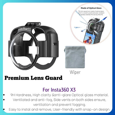 AMAGISN pentru Insta360 X3 Capac de protecție din sticlă de protecție premium pentru lentile Capac din cauciuc siliconic pentru carcasa camerei pentru accesorii Insta 360 X3
