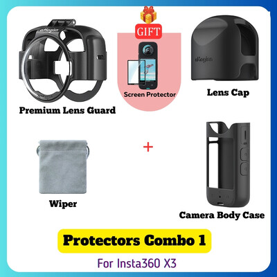 AMAGISN pentru Insta360 X3 Capac de protecție din sticlă de protecție premium pentru lentile Capac din cauciuc siliconic pentru carcasa camerei pentru accesorii Insta 360 X3
