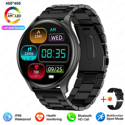 2024. Novi Bluetooth pametni sat za žene i muškarce 1,43 inča AMOLED 466*466 zaslon, otkucaji srca, sportski ženski pametni sat za Xiaomi+Box