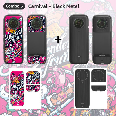 2 комплекта PVC стикери Защитно фолио за Insta 360 X3 Водоустойчиви стикери, устойчиви на надраскване Подвижен кожен капак за камера Insta360 X3