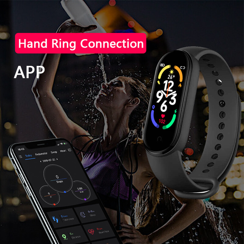 Inteligentné hodinky M7 Smartband s náramkom na sledovanie srdcovej frekvencie, fitness sledovačom, krvným tlakom a športovým náramkom pre Mi Band 7 pre mužov a ženy.