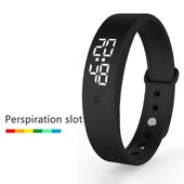 V9 išmanioji apyrankė LED sportinio laikrodžio kūno temperatūros monitoriaus termometras, vibracijos signalizacijos priminimas, apyrankė studentų išmanioji juosta