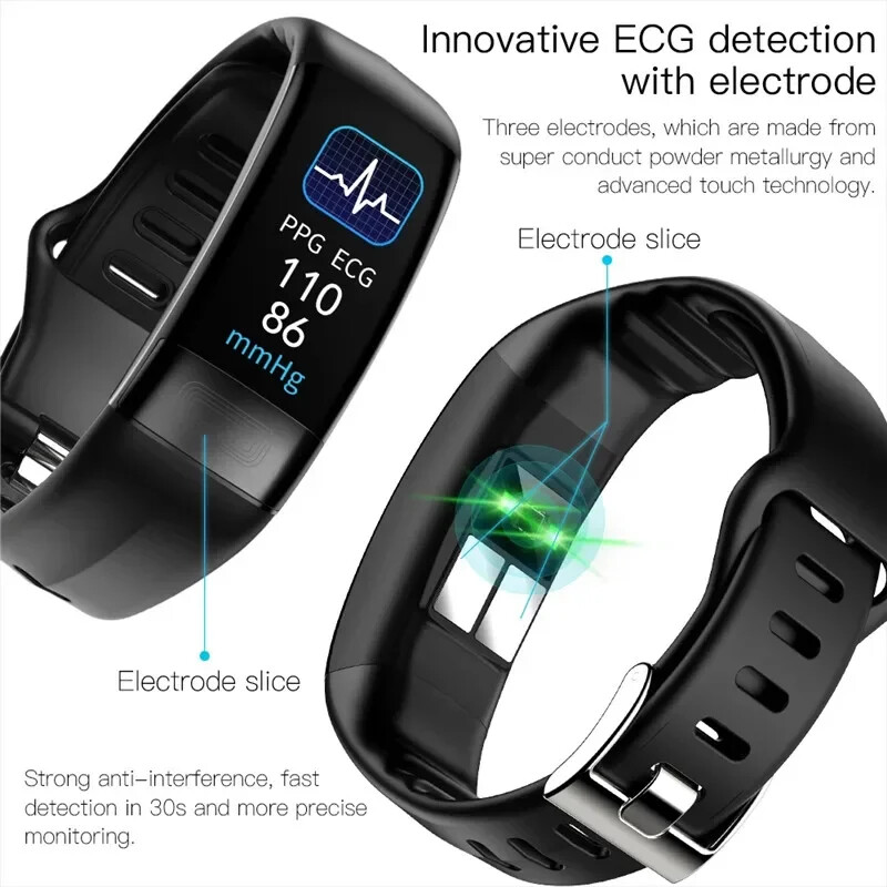 P11 Plus Smart Bracelet Smartwatch Ekg Smart Wristband Waterproof Activity Tracker Медицинска Smartband Фитнес гривна за мъже