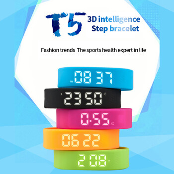 T5 Smart Multifunction Wristband Fitness Bracelet IP65 Waterproof Sports LED Activity Sleep Tracker Smart Watch Pedometer