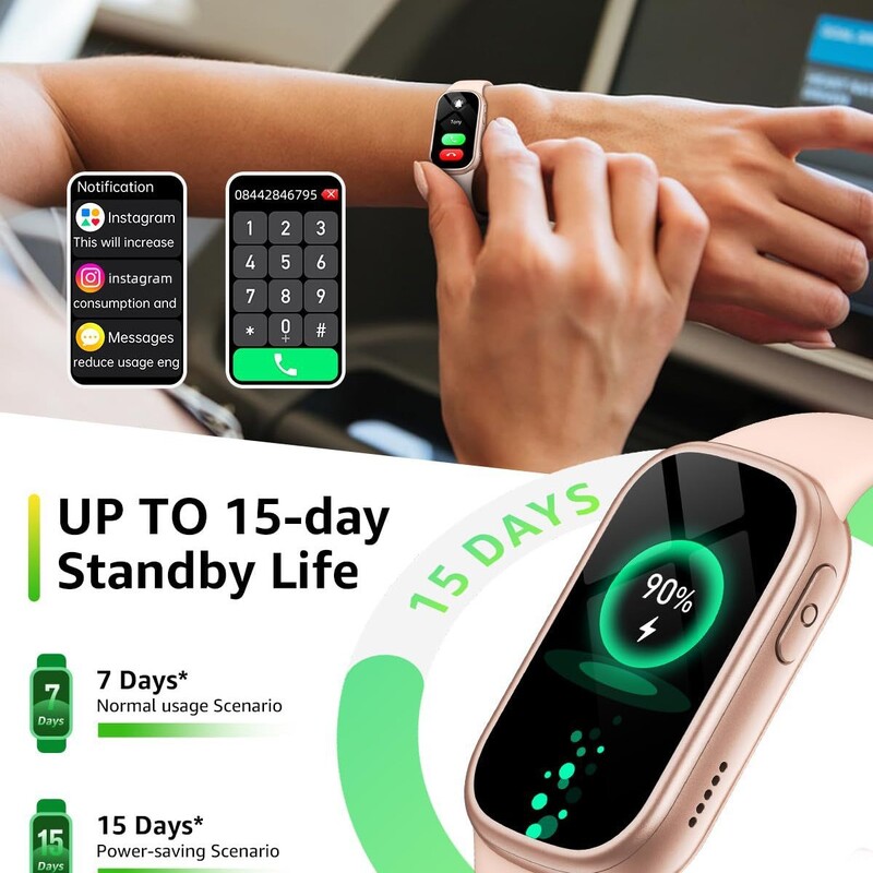 1.47''Водоустойчив силиконов смарт часовник със съобщение за наблюдение на съня Спортна смарт лента Педометър Гривна за напомняне на информация