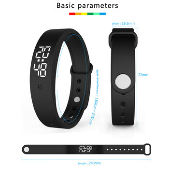 LED Digital Smart Bracelet Monitor Θερμόμετρο Συναγερμός κραδασμών Βραχιόλι Έξυπνο Βραχιόλι Αδιάβροχο Smartband για μαθητή