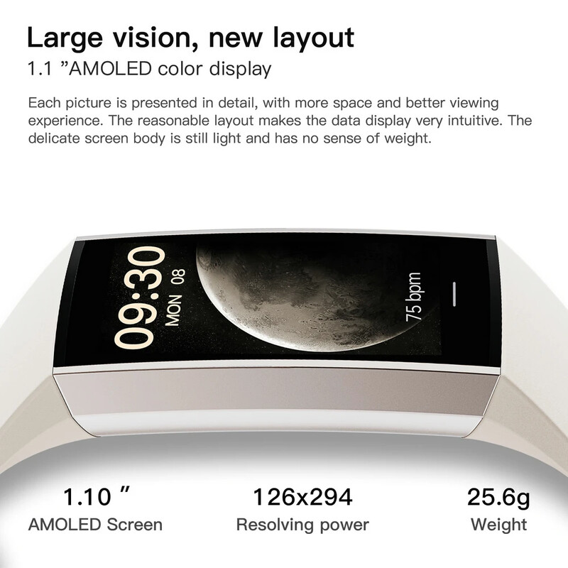Amoled pametni sat za muškarce, žene 2023. Fitness narukvica, sportski remen, vodootporan, povezani pametni sat za praćenje
