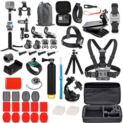 Akciókamera-kiegészítő készlet Gopro Hero 12 11 10-hez Xiaomi Yi Insta360 X4 X3 Case Kit Szíjra rögzíthető Selfie Stick motorkerékpárhoz