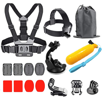 Комплект аксесоари за екшън камера за Gopro Hero 12 11 10 за Xiaomi Yi Insta360 X4 X3 Калъф Комплект за монтиране на каишка Selfie Stick Мотоциклет