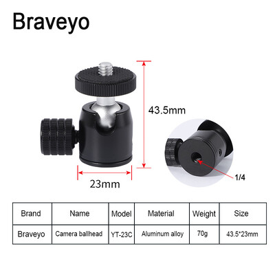 Статив Камера Метална мини сферична глава Ръчен удължител Скоба за прът Аксесоари за фотография Сферична глава за статив на DSLR