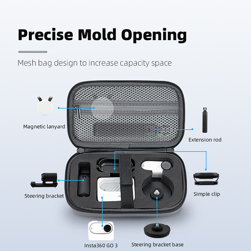 Nešiojimo dėklas, skirtas Insta360 GO 3 / Insta360 GO 3S Veiksmo kameros laikymo krepšys Lauko kelionių dulkėms atsparios rankinės mados dėžutės priedas