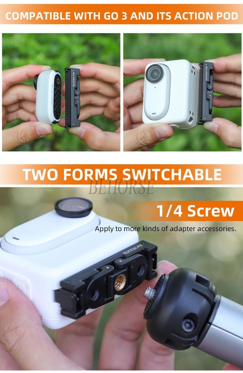 Sunnylife Magnetic Quick Release Mount Екшън камера Selfie Stick Адаптер за статив Сгъваема стойка за камера за Insta360 GO 3 /GO 3S