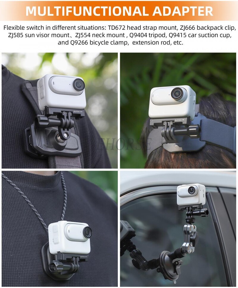 Sunnylife Magnetic Quick Release Mount Екшън камера Selfie Stick Адаптер за статив Сгъваема стойка за камера за Insta360 GO 3 /GO 3S