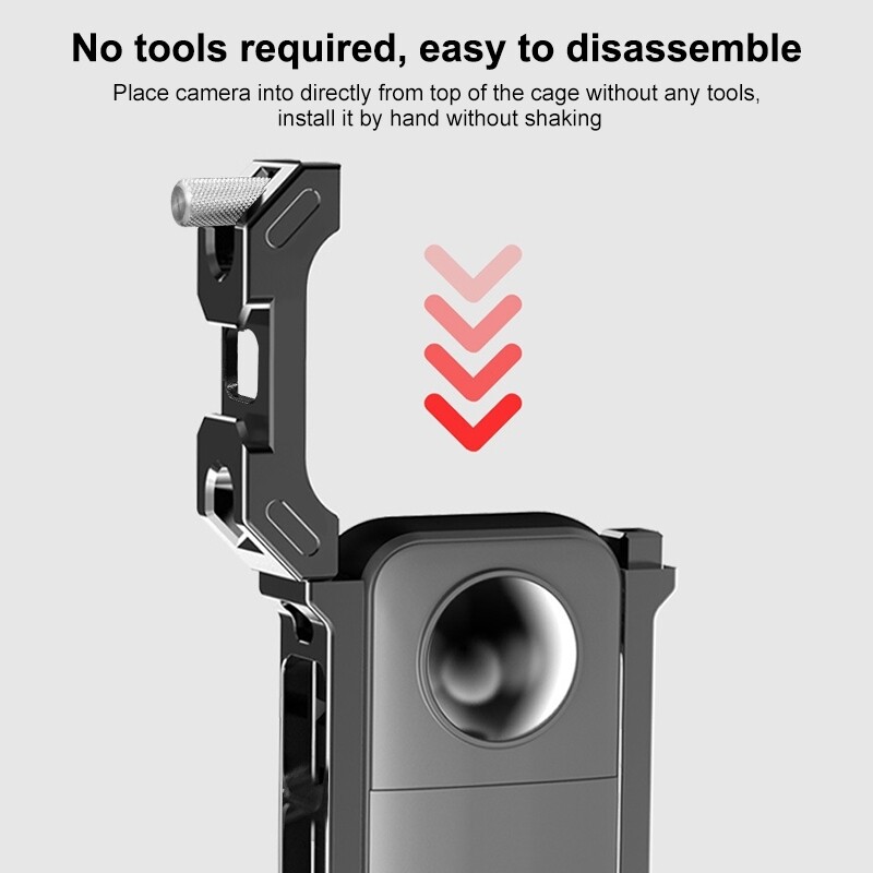 PULUZ zaštitni okvir kamere za Insta360 X3 metalno kavezno kućište opreme s proširenom hladnom bazom i adapterom za tronožac