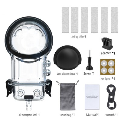 Sukeldumisümbrise veekindel korpuse kate Insta 360 X3 veealuse kaitsega sukeldumiskarbi kest Insta360 X3 kaamera tarvikute jaoks