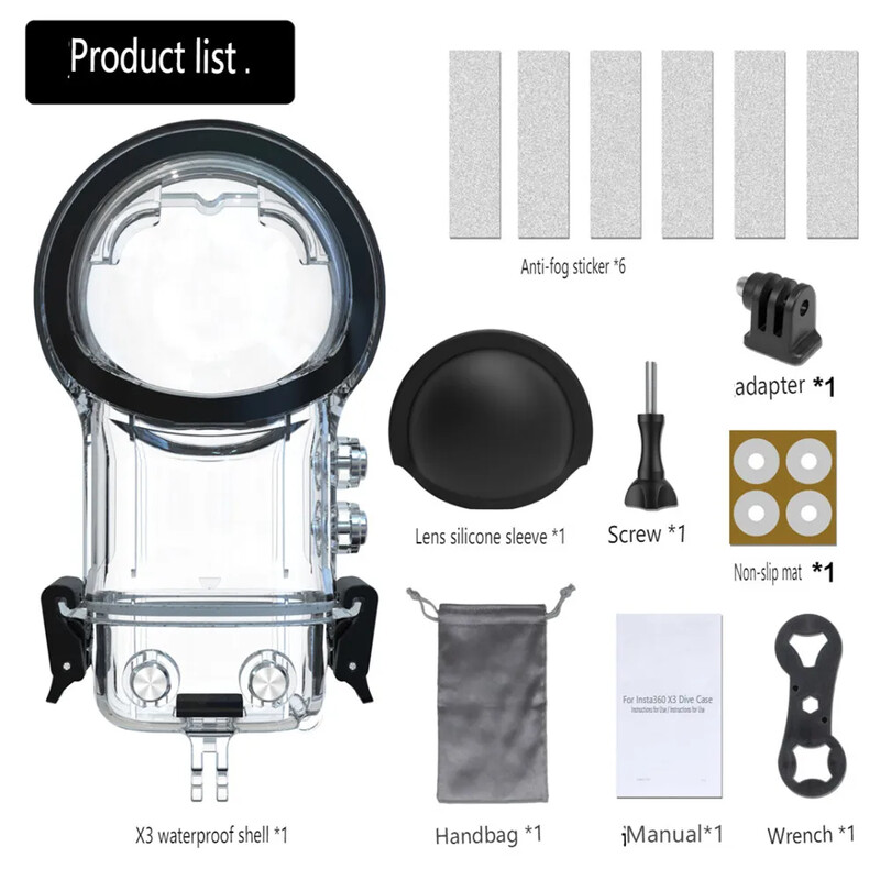 Sukeldumisümbrise veekindel korpuse kate Insta 360 X3 veealuse kaitsega sukeldumiskarbi kest Insta360 X3 kaamera tarvikute jaoks