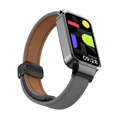 За Xiaomi Smart Band 9 Активна кожена каишка Магнитна сгъваема катарама за Redmi Band 3 Метален защитен калъф Вградена каишка