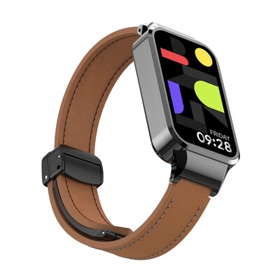 За Xiaomi Smart Band 9 Активна кожена каишка Магнитна сгъваема катарама за Redmi Band 3 Метален защитен калъф Вградена каишка