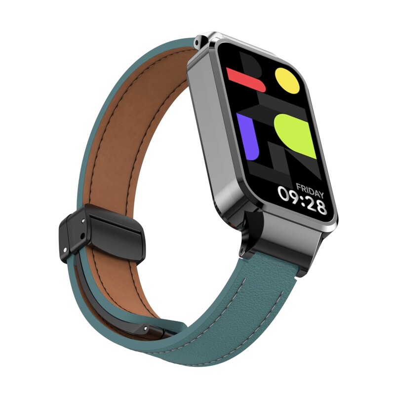 За Xiaomi Smart Band 9 Активна кожена каишка Магнитна сгъваема катарама за Redmi Band 3 Метален защитен калъф Вградена каишка