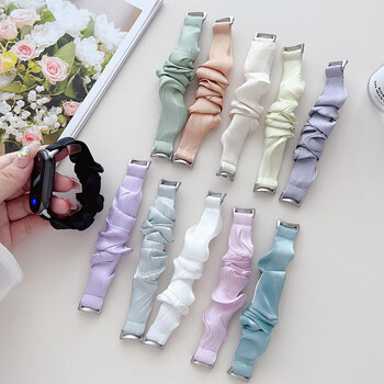 Dressy Nylon λουράκι για Xiaomi Mi Band 8/ Smart Band 9 NFC Scrunchies Cloth Soft Solo Fabric Wristband Βραχιόλι Γυναικείο Ελαστικό